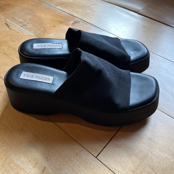 Steve Madden Slinky30 Black Slide Sandals Size 40 - Picture 4 of 9